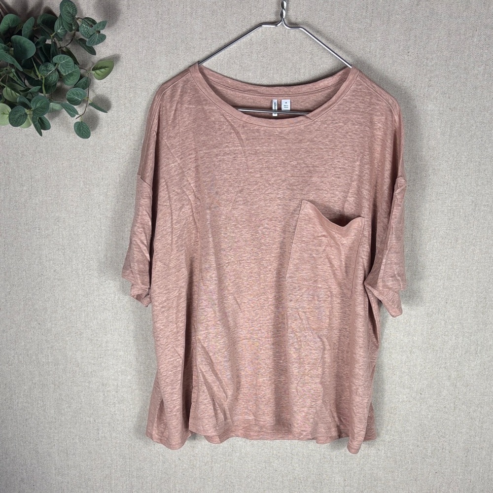 Nordstrom Peach Linen Short Sleeve Pocket Tee 1X